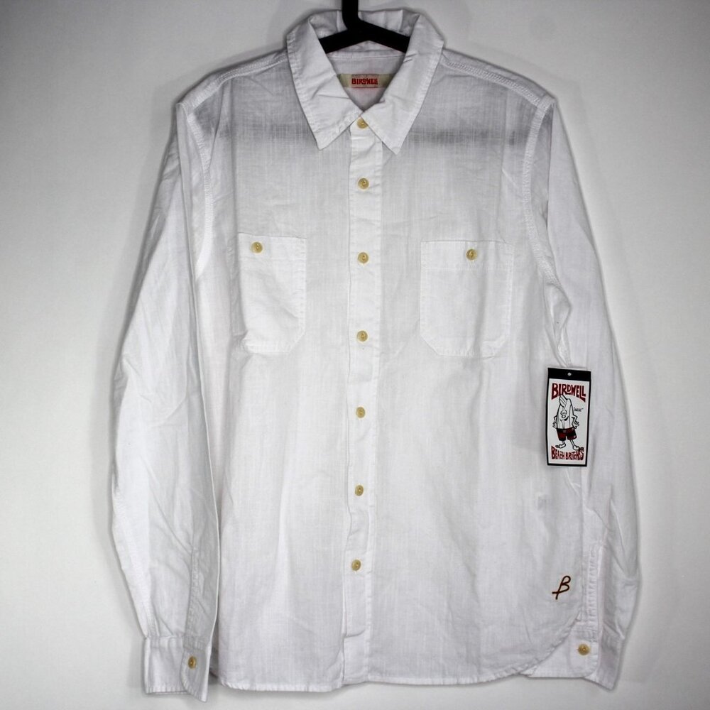 Birdwell Beach Britches Mens Medium Pocket White Button Up Shirt NEW B1083